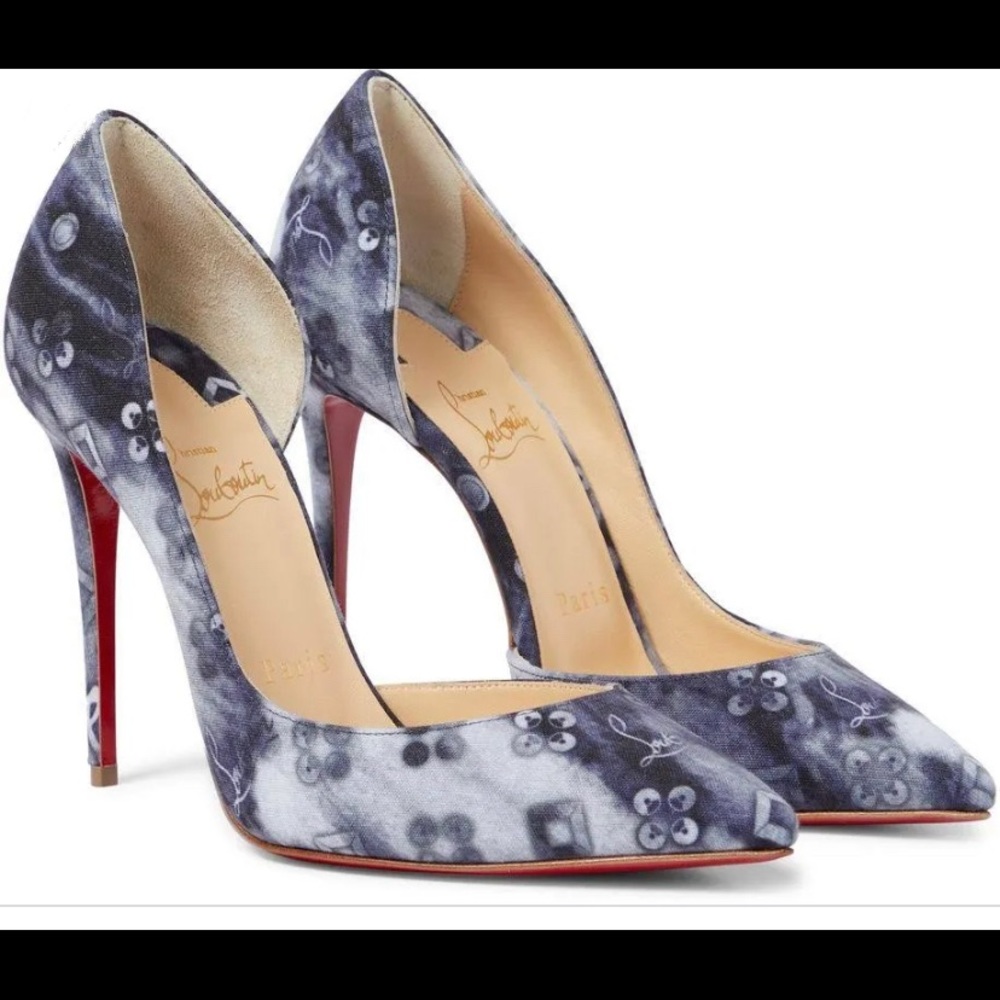 *SALE LAST CHANCE*Christian Louboutin Iriza 100 printed denim pumps